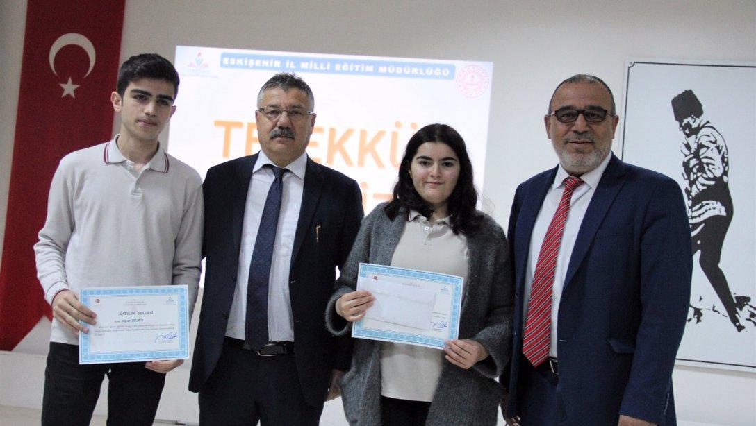 Eskişehir Mesleki ve Teknik Anadolu Liseleri Arasında Kitap Okuma Yarışması Ödül Töreni Düzenlendi.