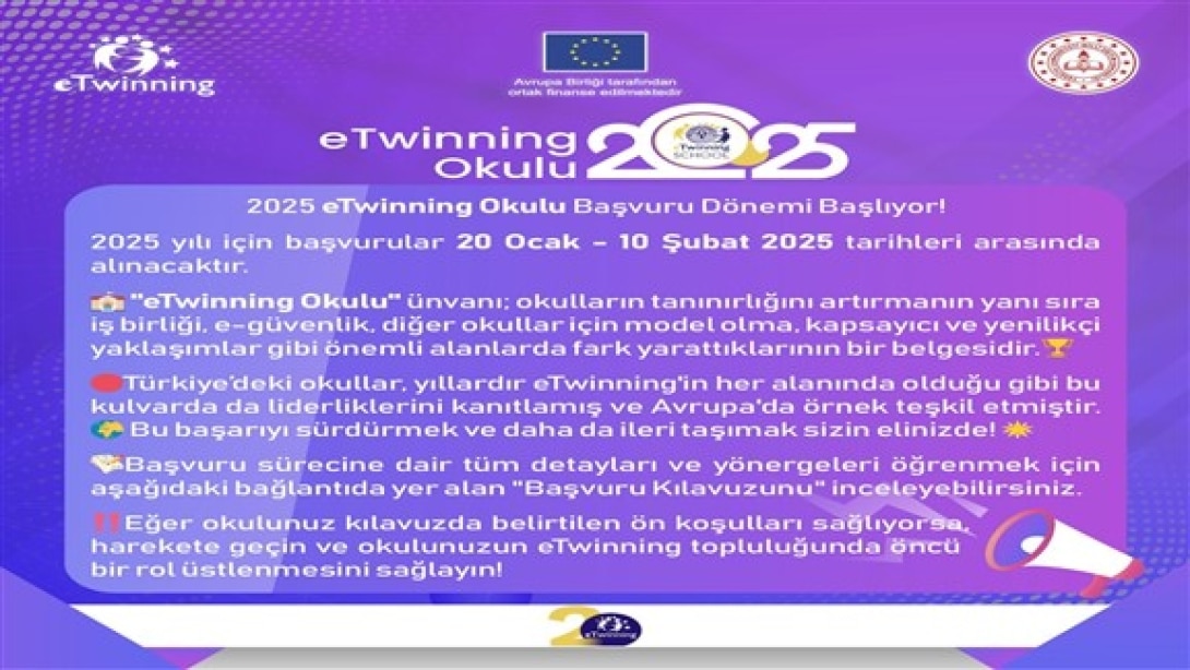  2025 e-Twinning Okul Etiketi Başvuru Dönemi Başlıyor!